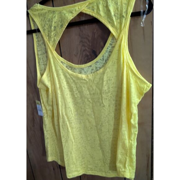 Bobbie Brooks Womens Tank Top Shirt Cami 1X Yellow Sleeveless Shirt New Sheer - Picture 2 of 2